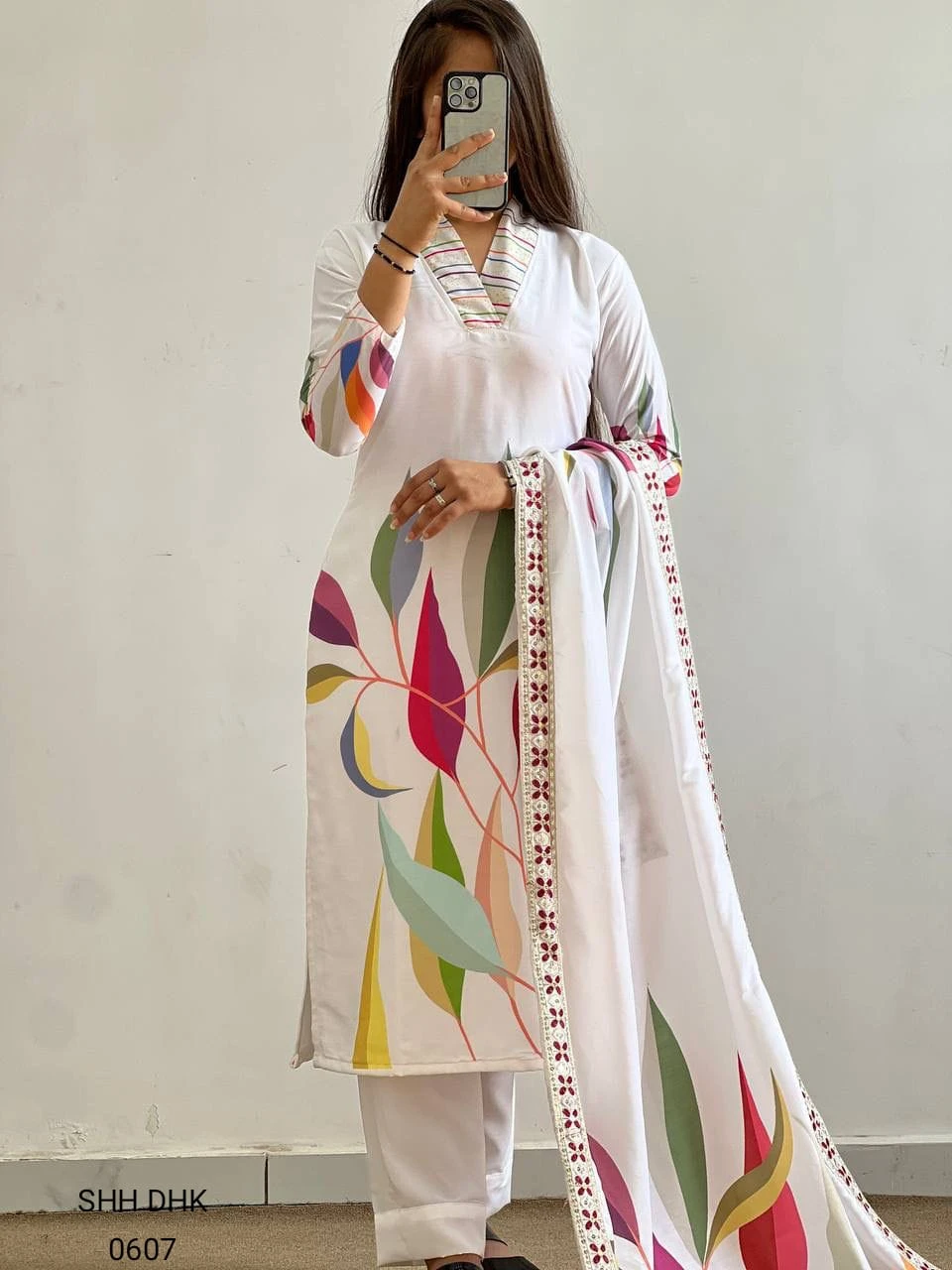 Pure White Multicolor Floral FANCY DESIGN WITH DIGITAL PRINTED TOP